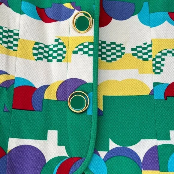 Anne Crimmins Umi Collections Skirt Suit Vintage Multi Color Geometric 4 Spring - Picture 3 of 10